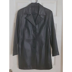 Vintage Jacket Kathy Ireland Genuine Leather Soft Coat Jacket Black SZ M